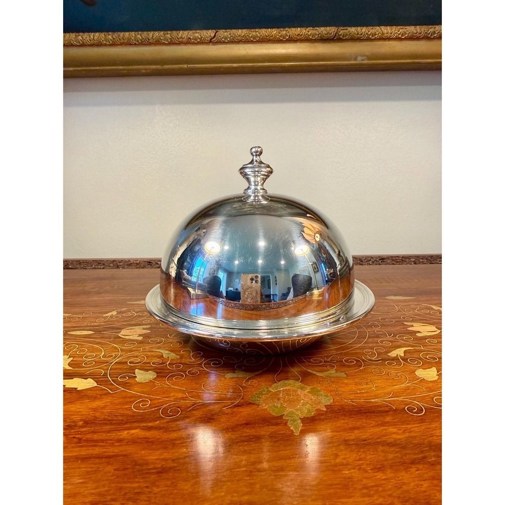 Vintage Silverplate Butter Dish with Glass Insert • Covered Butter Server - Picture 8 of 16